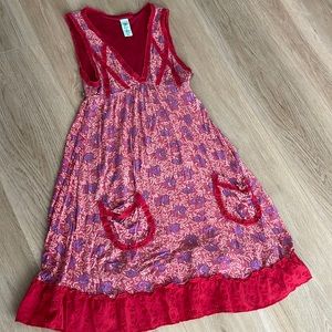 Free People Red. Eyelet lace sleeveless XS  mini dress